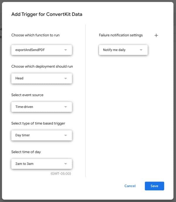 Apps Script Time Driven Trigger