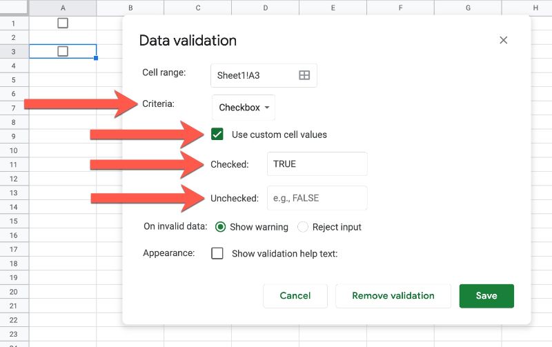 Data Validation Setup