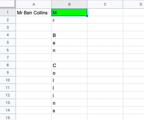 Formula Challenge Split String Into Characters