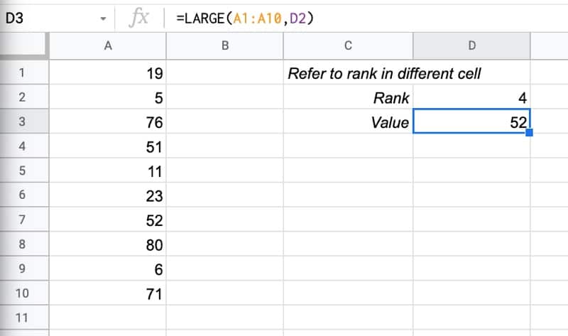 LARGE Formula Reference Cell