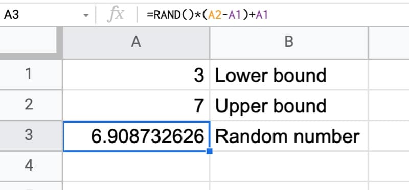 RAND function With Cell References