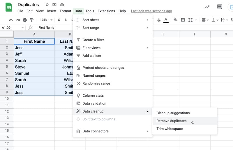 Remove Duplicates In Google Sheets