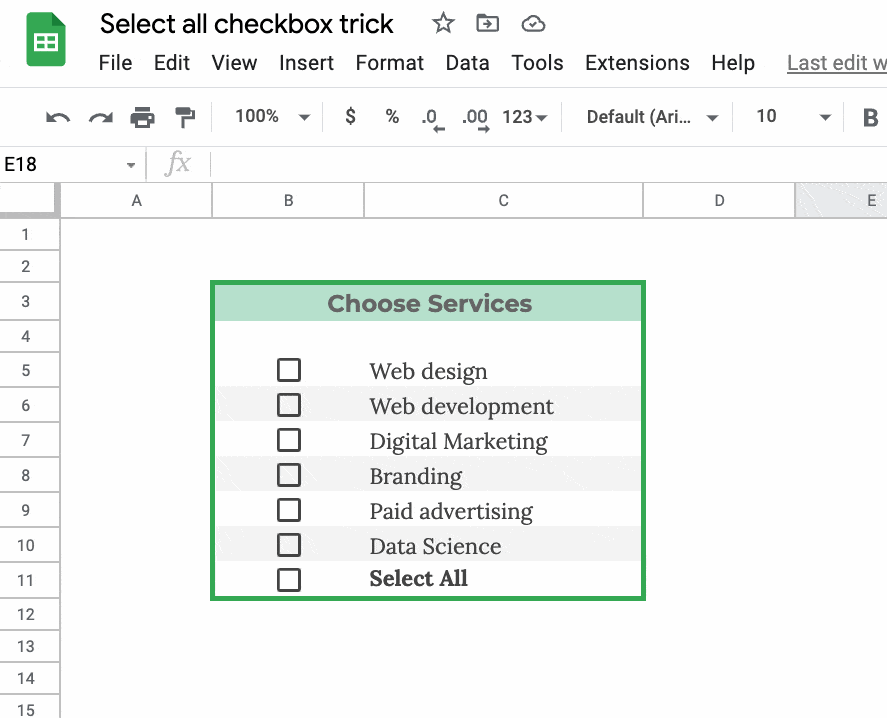 how to insert a checkbox in google sheets