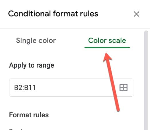 Select Color Scale in Conditional Formatting