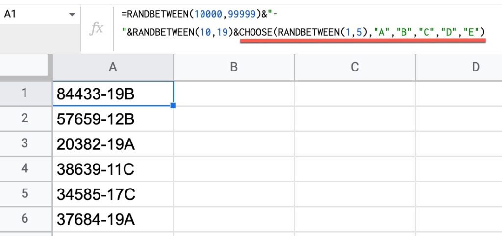 Generate Data With Choose Formula