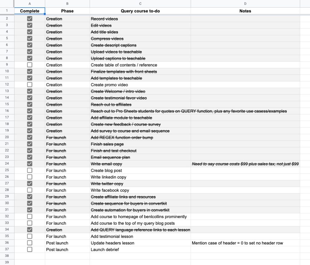 Course Marketing Checklist