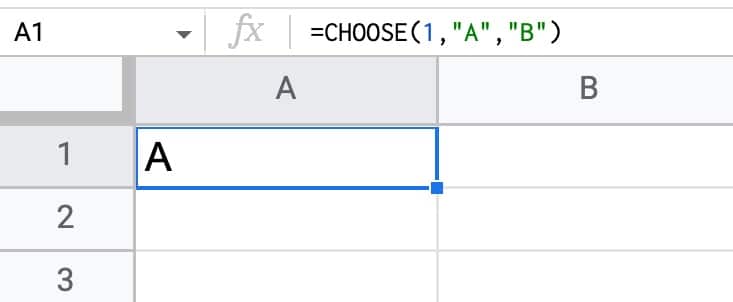 CHOOSE Function in Google Sheets