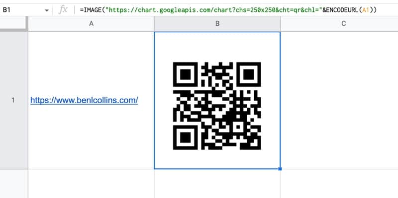 QR Codes In Google Sheets Formula