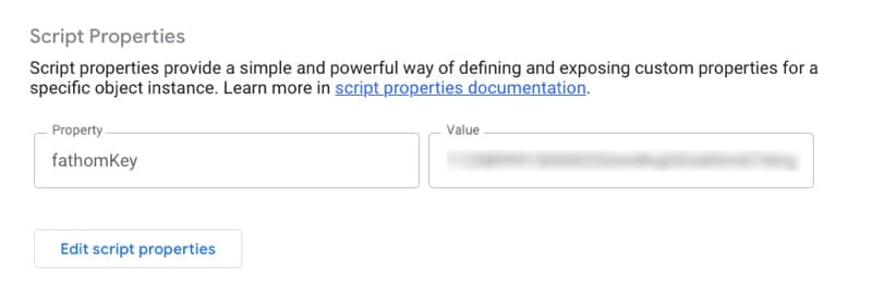 Fathom Analytics API Key Script Property