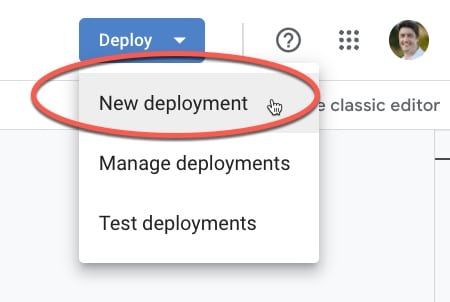 New Deployment in Apps Script