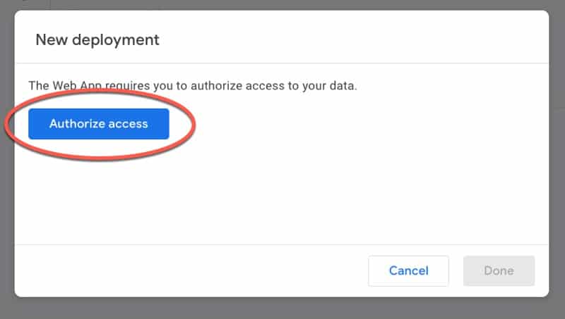 New Deployment Authorize Access