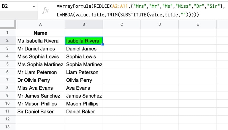Array Reduce Function Names Example