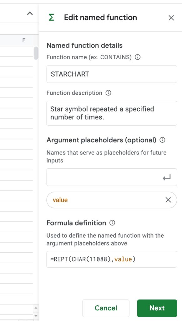 Named Function In Google Sheets