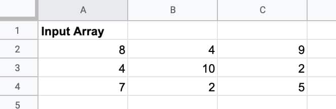 input Array Google Sheets