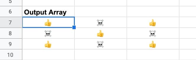 output Array Google Sheets