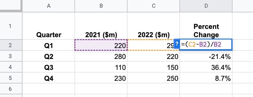 Percent Change Formula