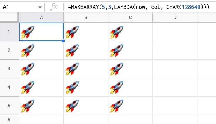 Makearray Formula With Char Function