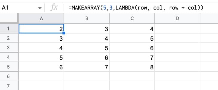Makearray Function Simple Example