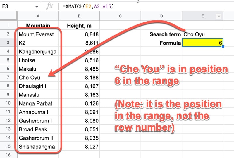 Xmatch Function Google Sheets Explainer