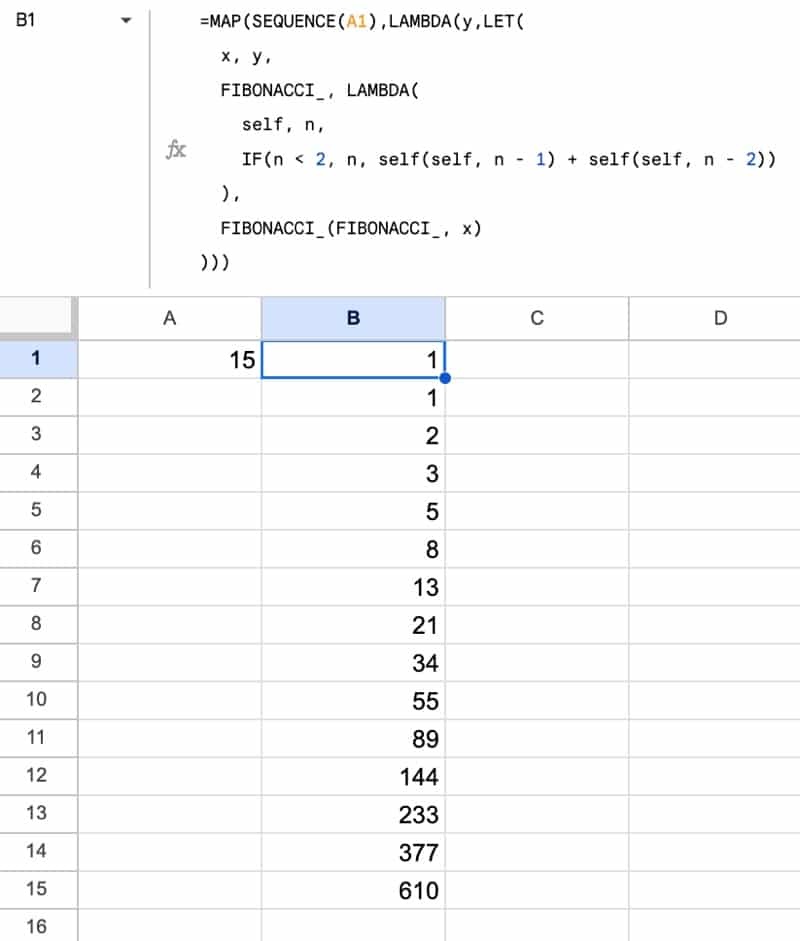 Fibonacci Array Recursion Example