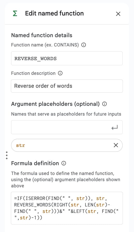 Named Function Definition