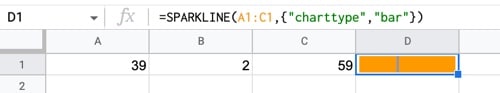 Simple Sparkline Bar Chart in Google Sheets