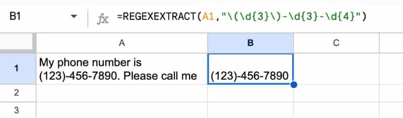 REGEX formula in Google Sheets