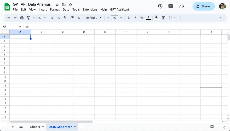 Generate Data in Sheets with AI