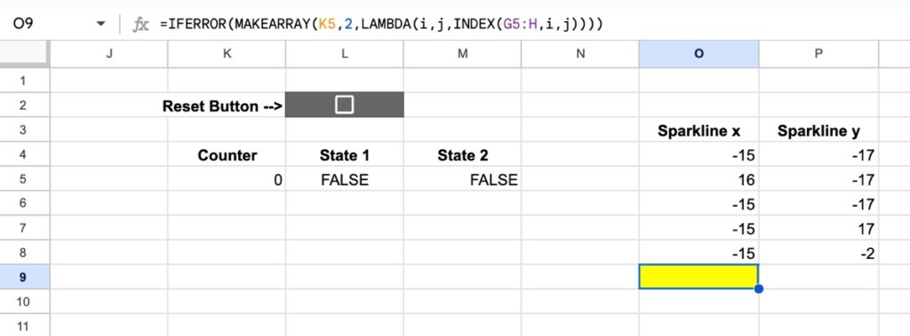 MAKEARRAY formula in Google Sheets