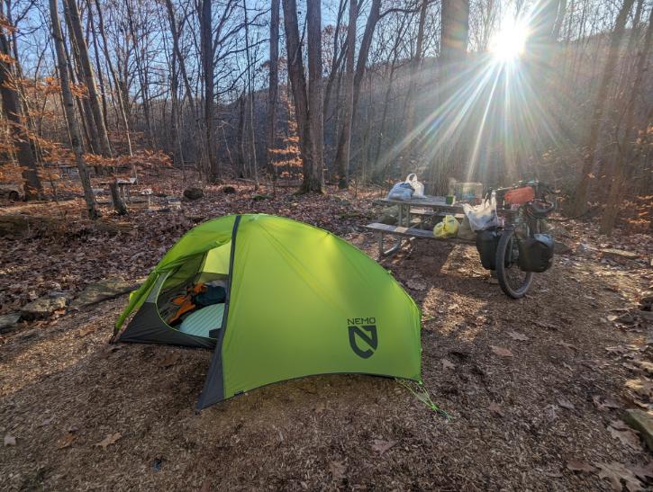 Campsite at Ohiopyle during a 6-day tour of the C&O/GAP trails