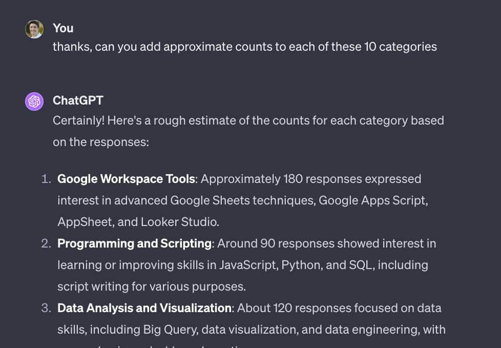 ChatGPT analysis of qualitative data