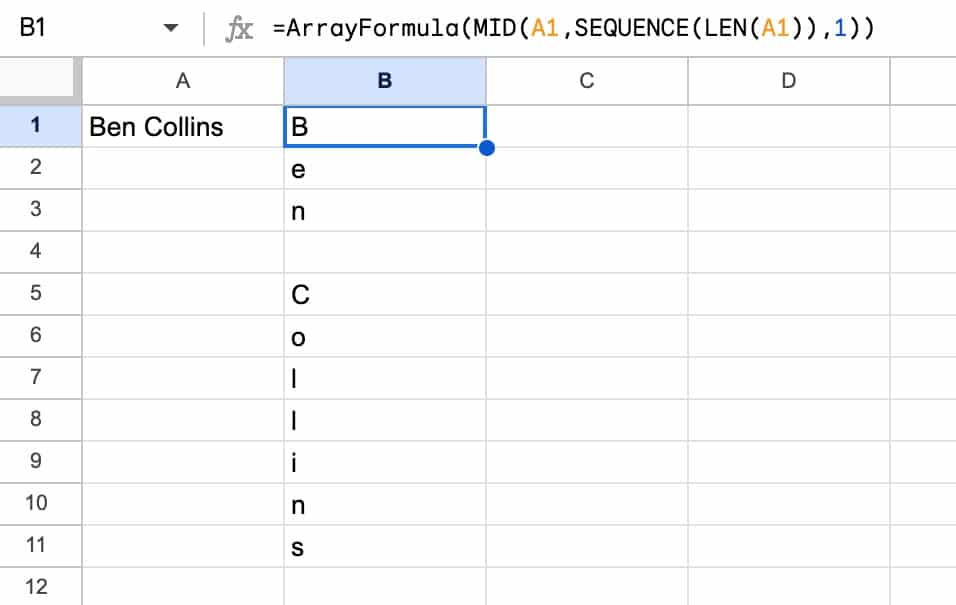 Split String Into A Column in Google Sheets