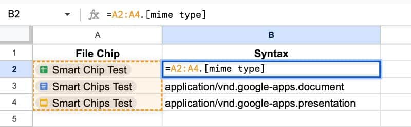 Using a range of cells inside smart chip in Google Sheets