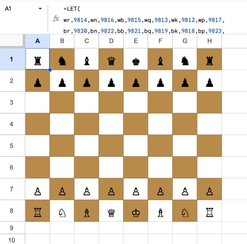 Chessboard in Google Sheets