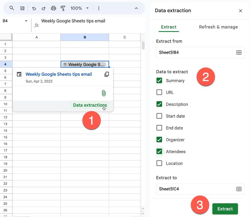 Data Extraction Tool Smat Chips in Google Sheets