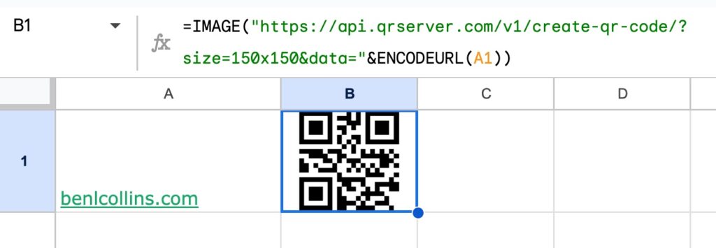 QR Codes In Google Sheets Formula