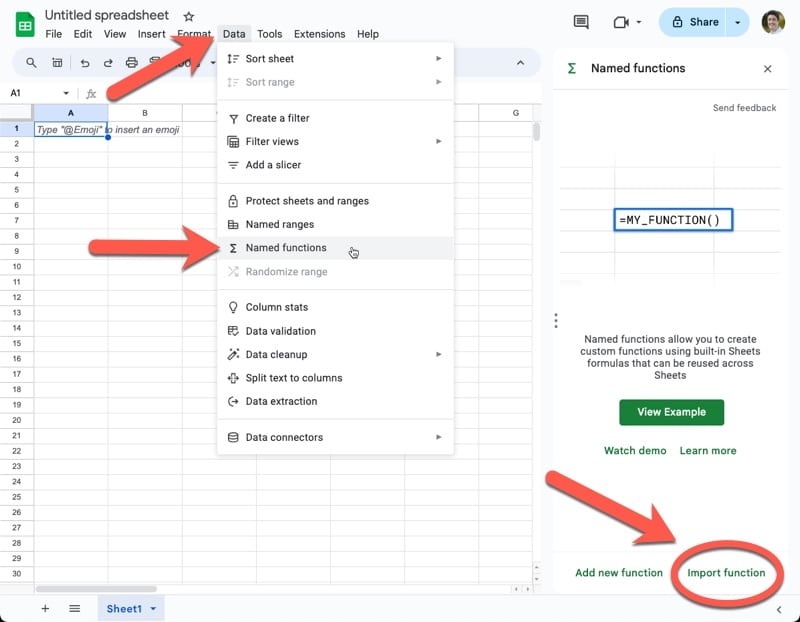 Named Function Import Steps