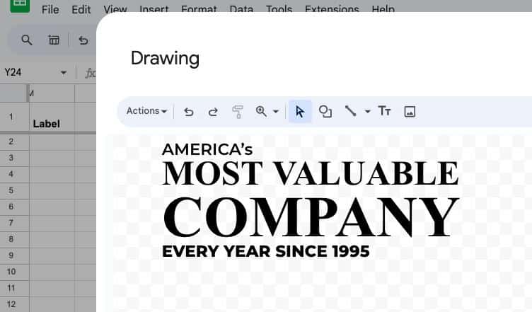 Google Sheets drawing feature