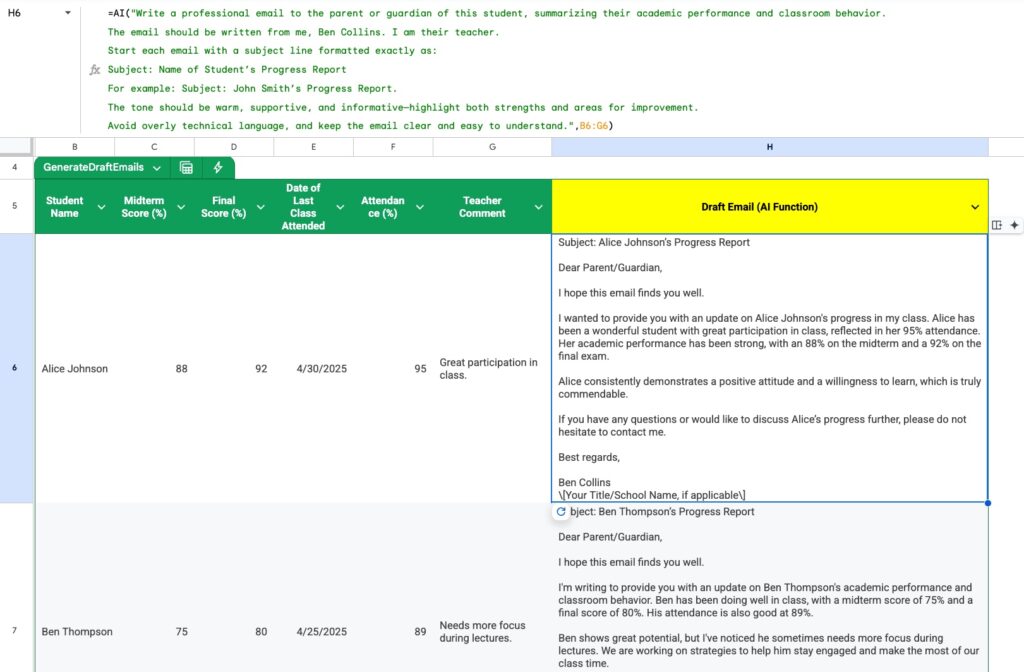 Generate email drafts with AI functions