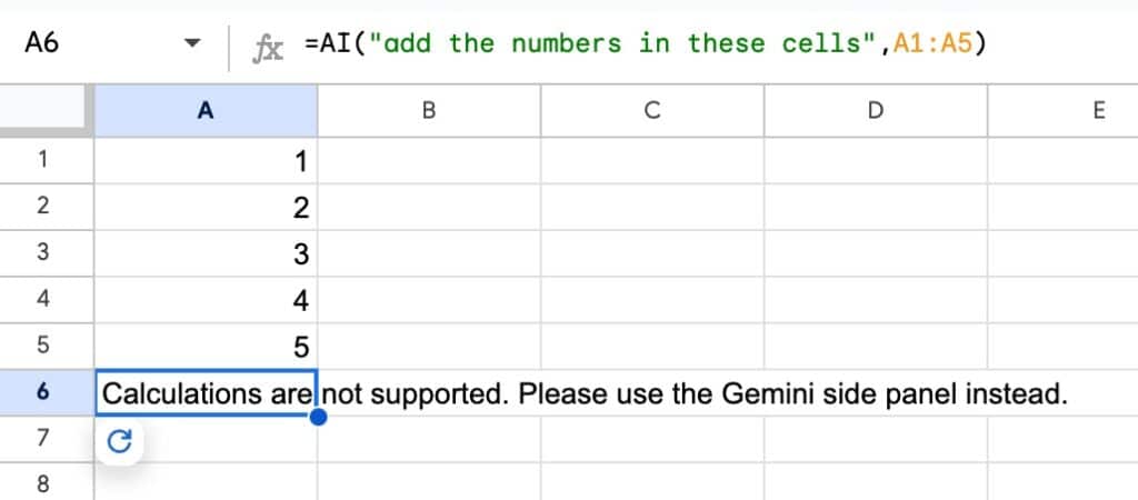 AI Function cannot do calculations.
