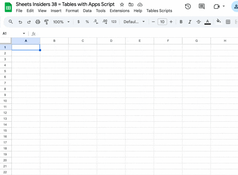 Scheet Table Sheets Insiders 38: Using Google Sheets Tables with Apps Script