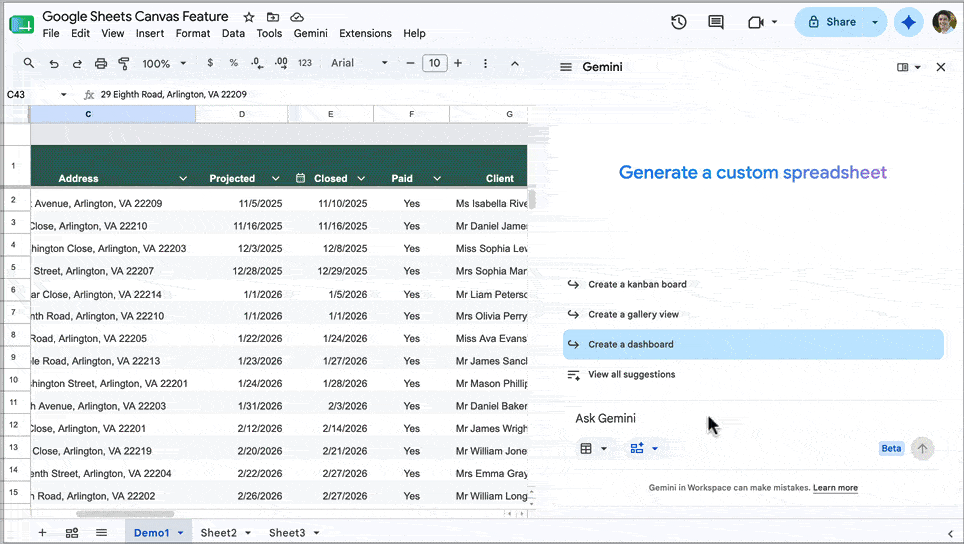 Sheets Canvas to build a professional dashboard